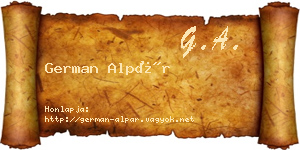 German Alpár névjegykártya