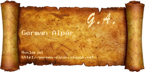 German Alpár névjegykártya